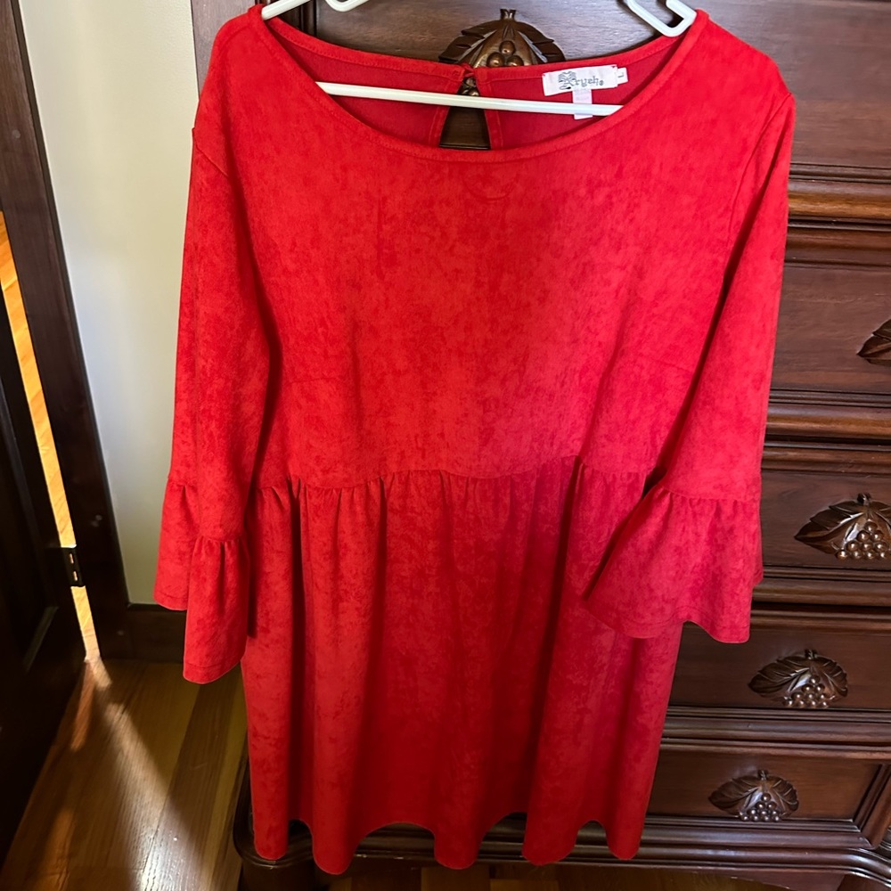 Tomato red dropped waist dress
